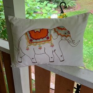 Embroidered Elephant Throw Pillow